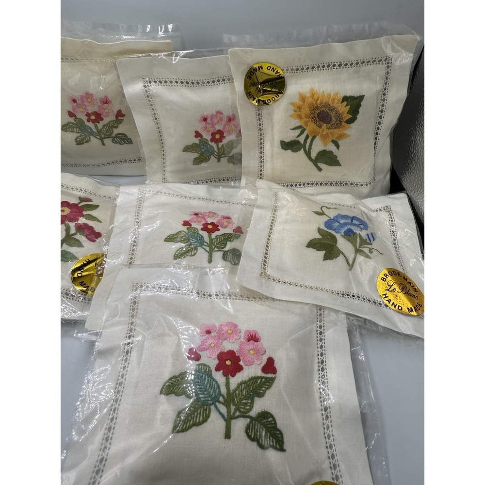 Vintage Le Blanc Hand Made‎ Sachet Lily Pads Flowers  6 x 6" NOS Unopen Lot Of 7